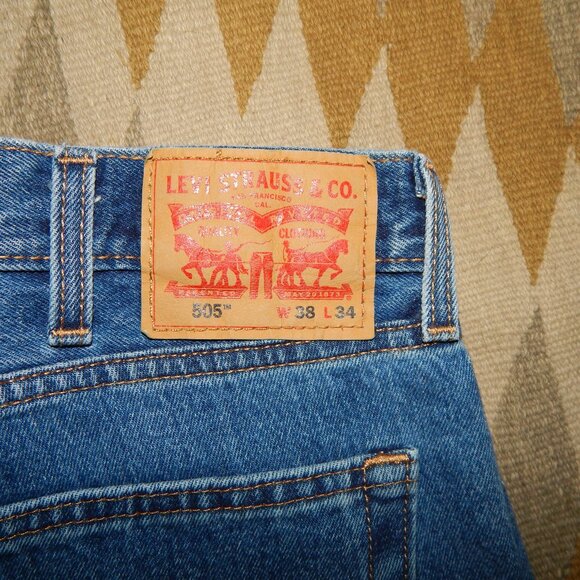 Levi's 505 - 38 x 34 - 100% Cotton Denim Blue Jeans Levi Strauss Levis EPOC - Picture 2 of 6